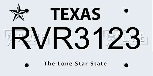 RVR3123 Texas License Plate