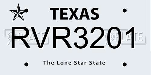 RVR3201 Texas License Plate
