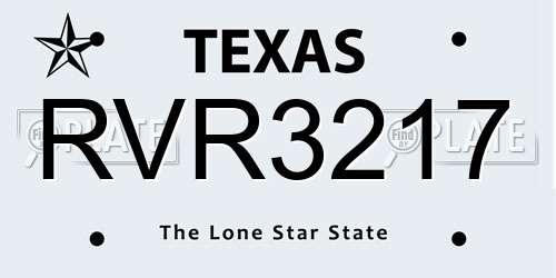 RVR3217 Texas License Plate