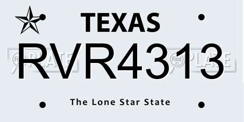 RVR4313 Texas License Plate