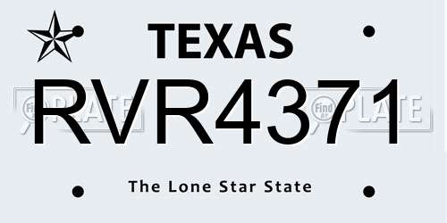 RVR4371 Texas License Plate