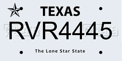 RVR4445 Texas License Plate