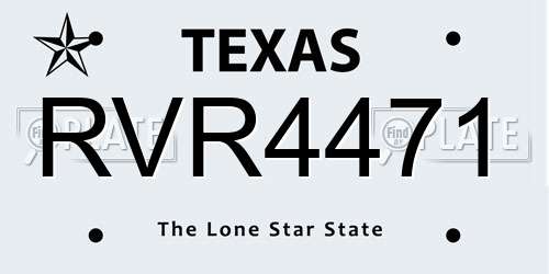 RVR4471 Texas License Plate