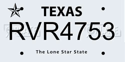 RVR4753 Texas License Plate