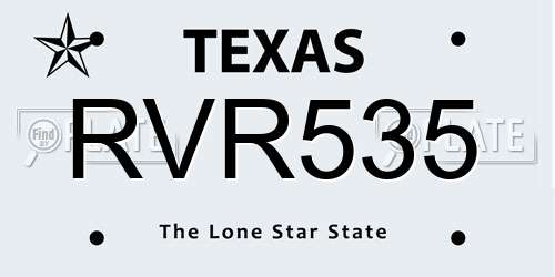 RVR535 Texas License Plate