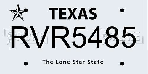 RVR5485 Texas License Plate