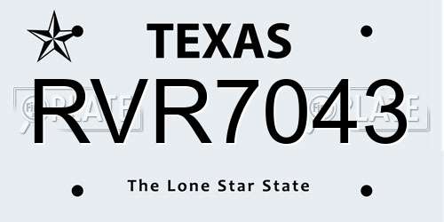RVR7043 Texas License Plate