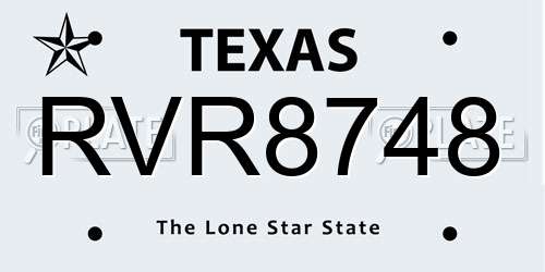 RVR8748 Texas License Plate