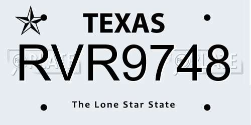 RVR9748 Texas License Plate