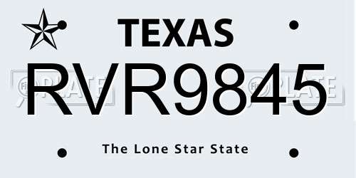 RVR9845 Texas License Plate