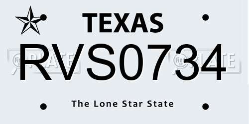 RVS0734 Texas License Plate