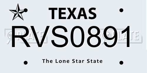 RVS0891 Texas License Plate