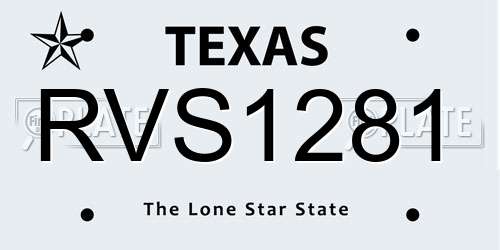 RVS1281 Texas License Plate