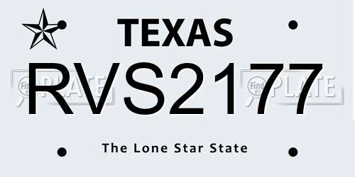 RVS2177 Texas License Plate