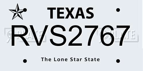 RVS2767 Texas License Plate
