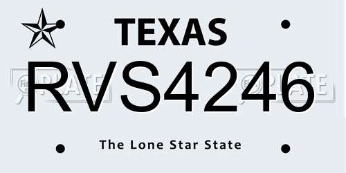 RVS4246 Texas License Plate