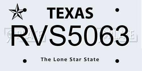 RVS5063 Texas License Plate