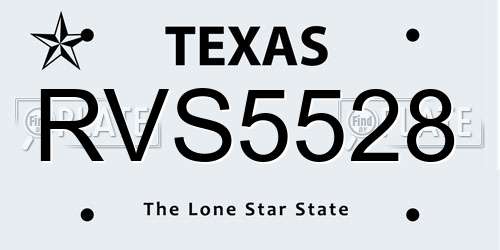 RVS5528 Texas License Plate