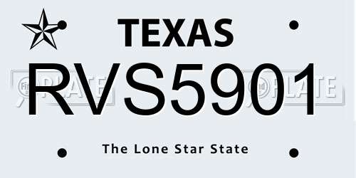 RVS5901 Texas License Plate