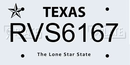 RVS6167 Texas License Plate
