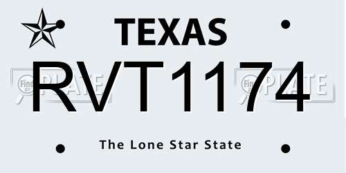 RVT1174 Texas License Plate