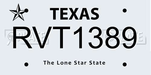 RVT1389 Texas License Plate