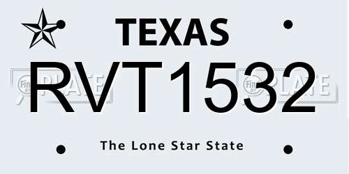 RVT1532 Texas License Plate