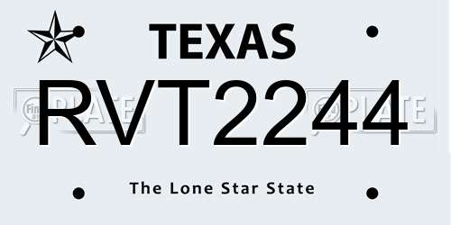 RVT2244 Texas License Plate