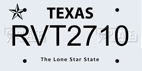RVT2710 Texas License Plate