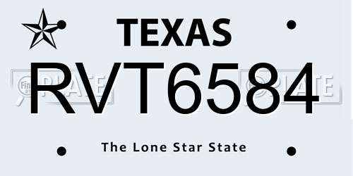 RVT6584 Texas License Plate
