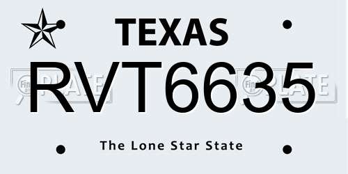 RVT6635 Texas License Plate