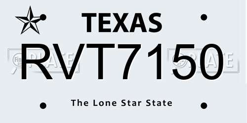 RVT7150 Texas License Plate