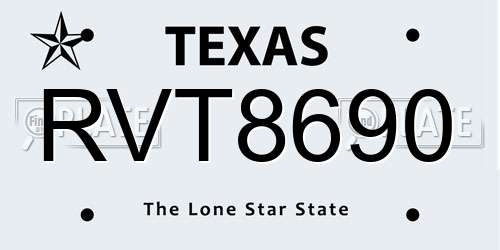 RVT8690 Texas License Plate
