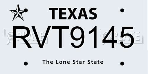 RVT9145 Texas License Plate