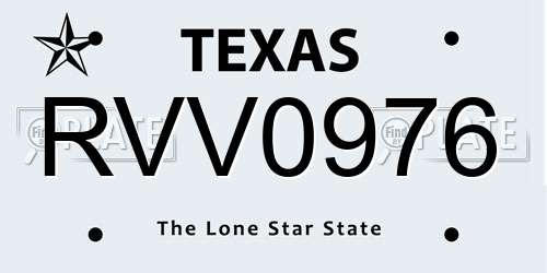 RVV0976 Texas License Plate