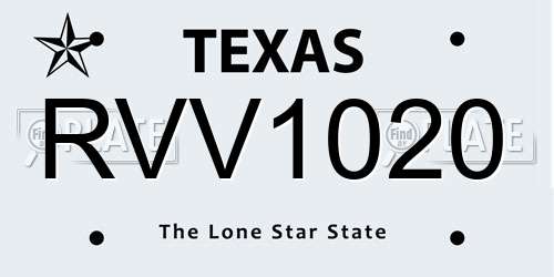 RVV1020 Texas License Plate
