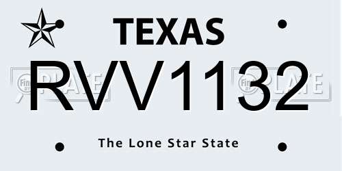 RVV1132 Texas License Plate