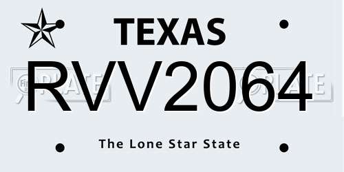 RVV2064 Texas License Plate