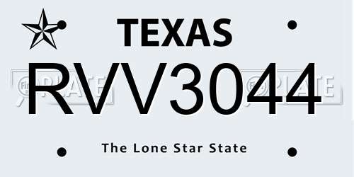 RVV3044 Texas License Plate