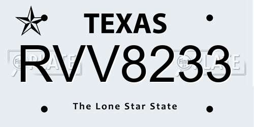 RVV8233 Texas License Plate