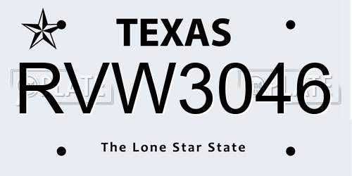 RVW3046 Texas License Plate