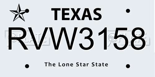 RVW3158 Texas License Plate