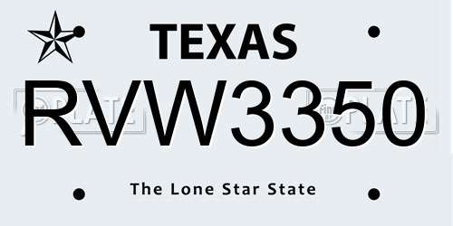 RVW3350 Texas License Plate