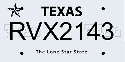 RVX2143 Texas License Plate