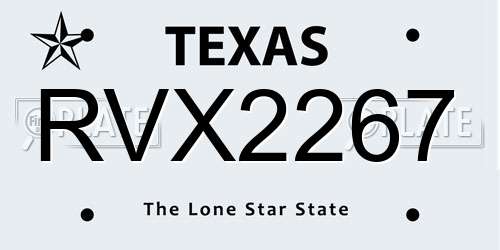 RVX2267 Texas License Plate