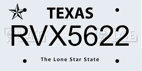 RVX5622 Texas License Plate