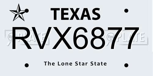 RVX6877 Texas License Plate