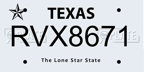 RVX8671 Texas License Plate
