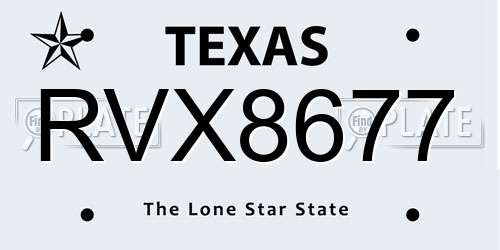 RVX8677 Texas License Plate