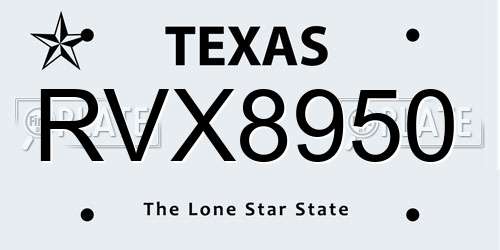 RVX8950 Texas License Plate